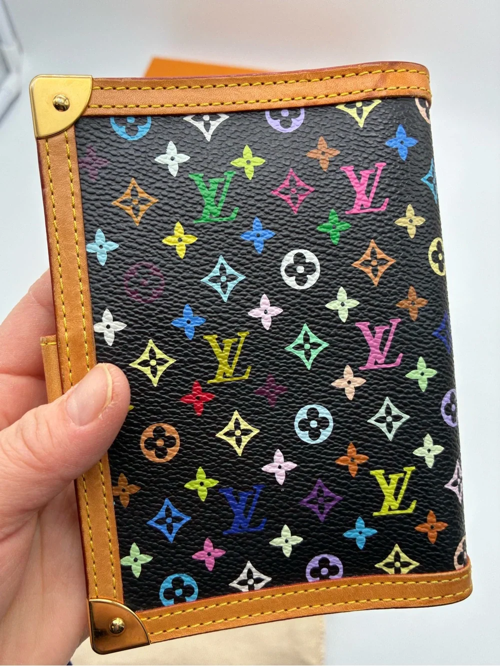 Louis Vuitton Black Multicolor Murakami Monogram agenda pm with Tan Trim